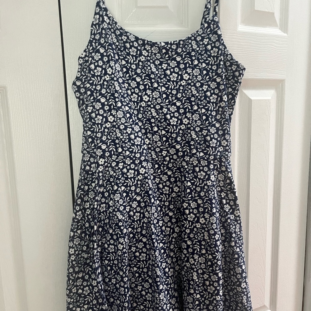 Floral Navy and White Dress